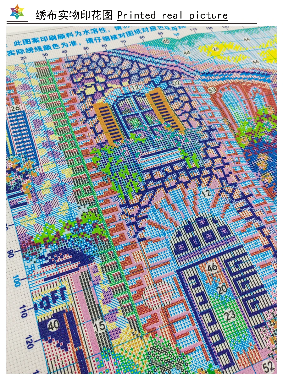 Cross Stitch Kit Flower Street Alley Cross Stitch DIY Embroidery Kits Home Fashionable 11CT Printed Needlework Material Vintage Street Painting