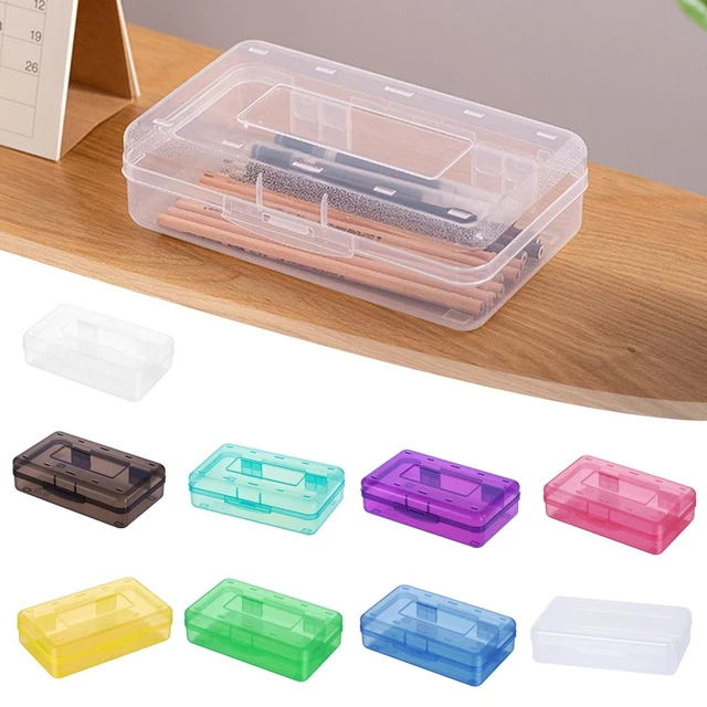 1Pc Clear Candy Color Pencil Case Box Transparent Plastic Pen Box