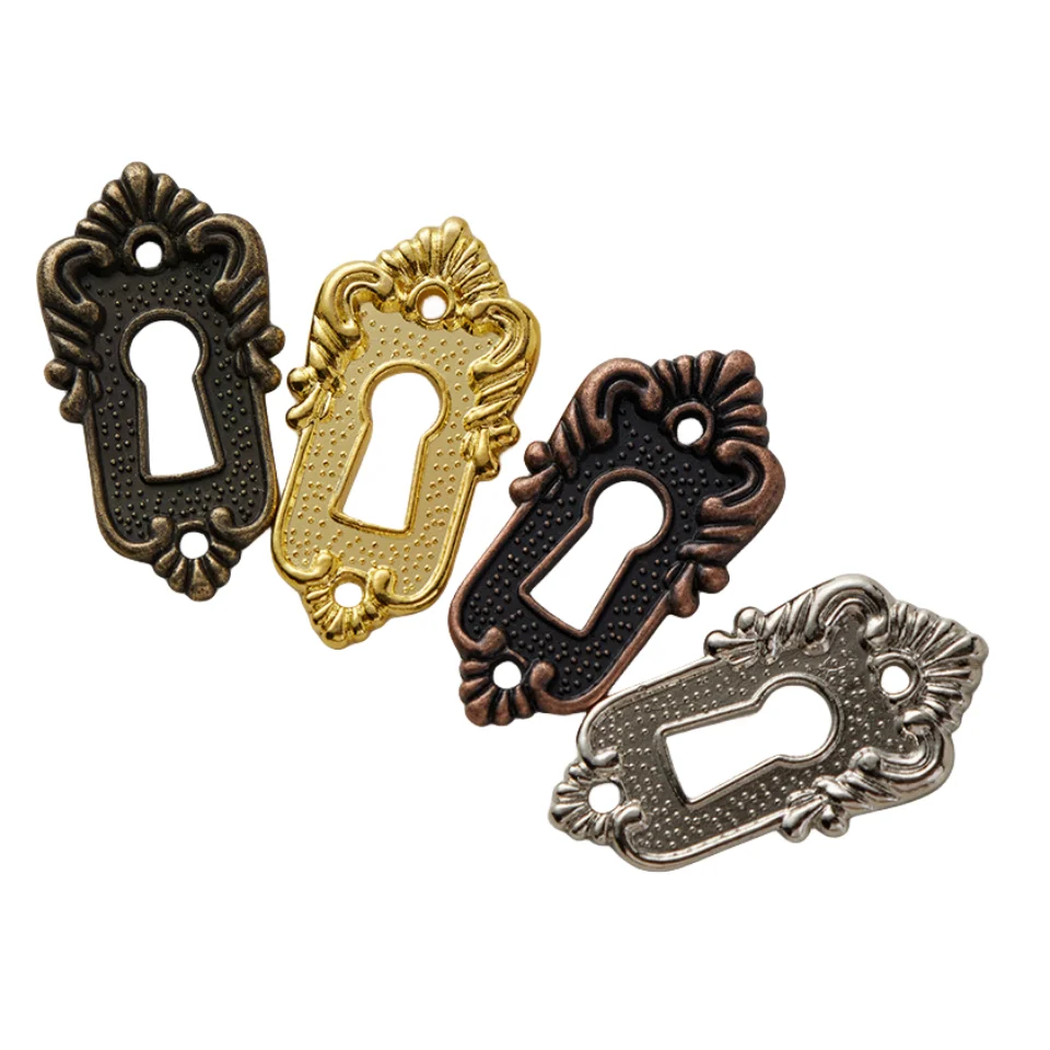 Furniture Corner Protector Decorative Corner Cover Metal Decorative Protectors 1PC Drawer Key Piece Corner Stick Cover European Vintage Decorative Code Lock Piece Alloy 45x23mm