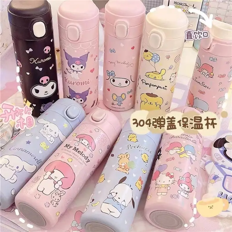 

Sanrio Kuromi Melody Pochacco cartoon animation 304 stainless steel insulated water bottle student direct drinking thermos cup