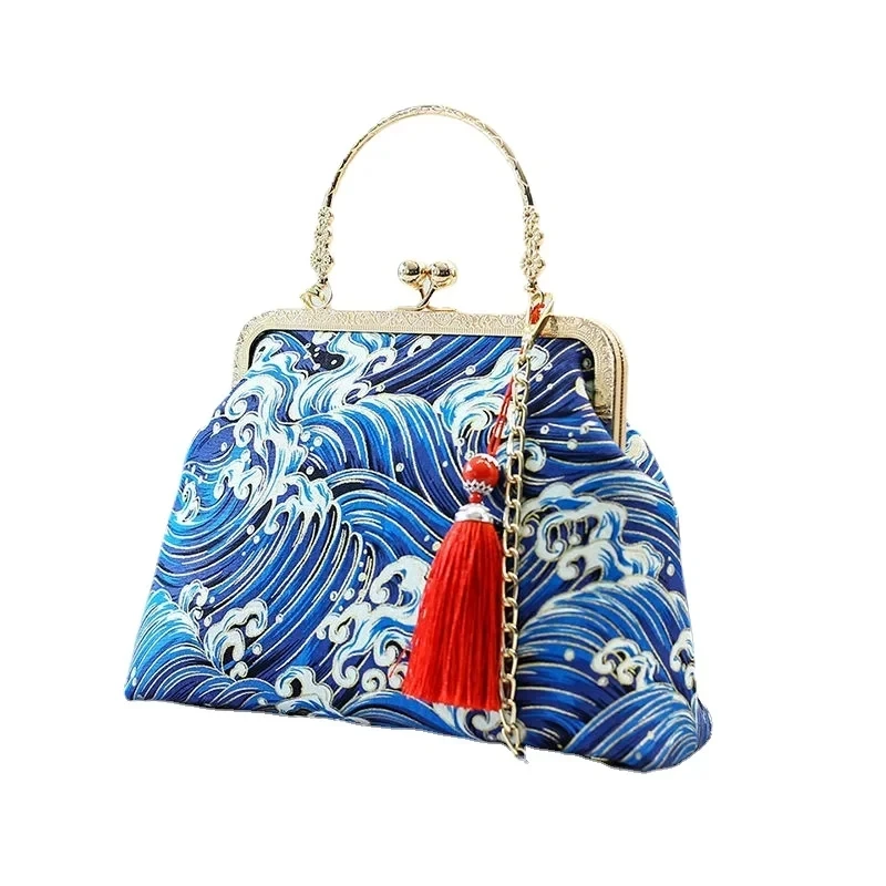 

Butterfly Crane Print Tote Bags for Women 2023 Designer Luxury Handbags Female Shell Bag Chain Tassel Shoulder Messenger Bags