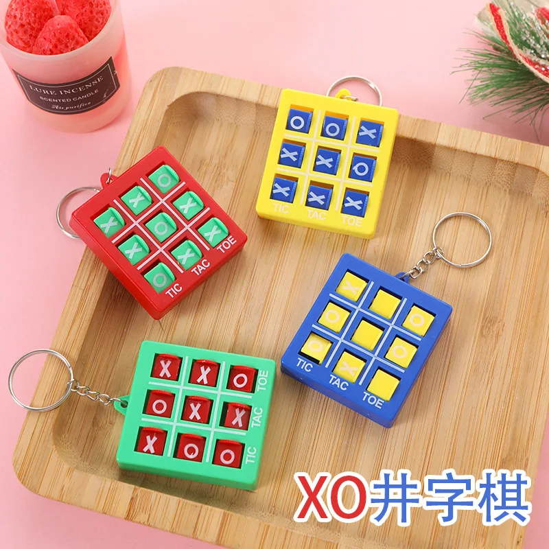 

6Pcs Children's Puzzle Circle Fork Chess Toy XO Rotating Game Chess With Key Chain Pendant For Kid Birthday Party Favors Pinata
