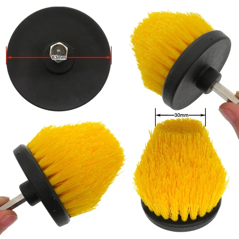 2.5" Electric Drill Brush All Purpose Hexagonal Nylon Bristle Power Polisher Scrubber Brush Car Washing Cleaning Tools