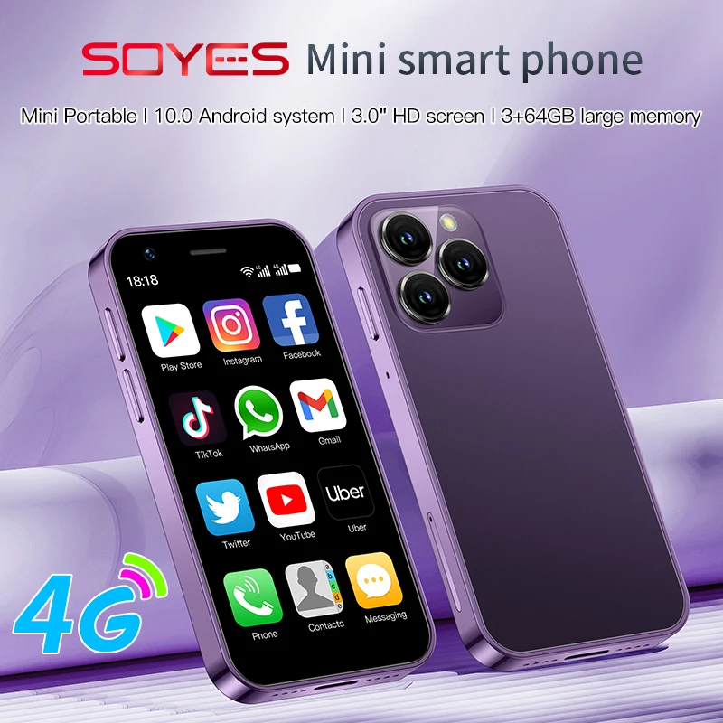 Cell Phone Mobile Phone SOYES XS16 mini 4G Smartphone 3.0inch 3GB RAM 64GB ROM Android 8.0 5MP Camera Dual SIM With Play Store WhatsAPP