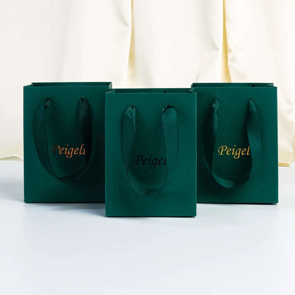 Mini Dark Green Kraft Gift Bags Custom Logo 4x2.8x4.5 inch Bulk Small Paper Tote Bags with Deep Green Handles for Wedding Party 2 S2398a19327f14d4fa3b9e9b361c99f8eP