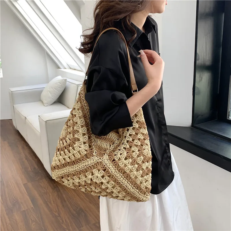 Woven Beach Shoulder Bag for Women and Girls