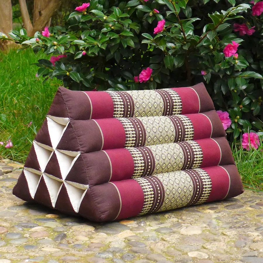 Handmade Thai Triangle Cushion 50x30x30cm Comfortable Backrest for TV or Reading Incline Pillow for Relaxing Indoor or Outdoor 3