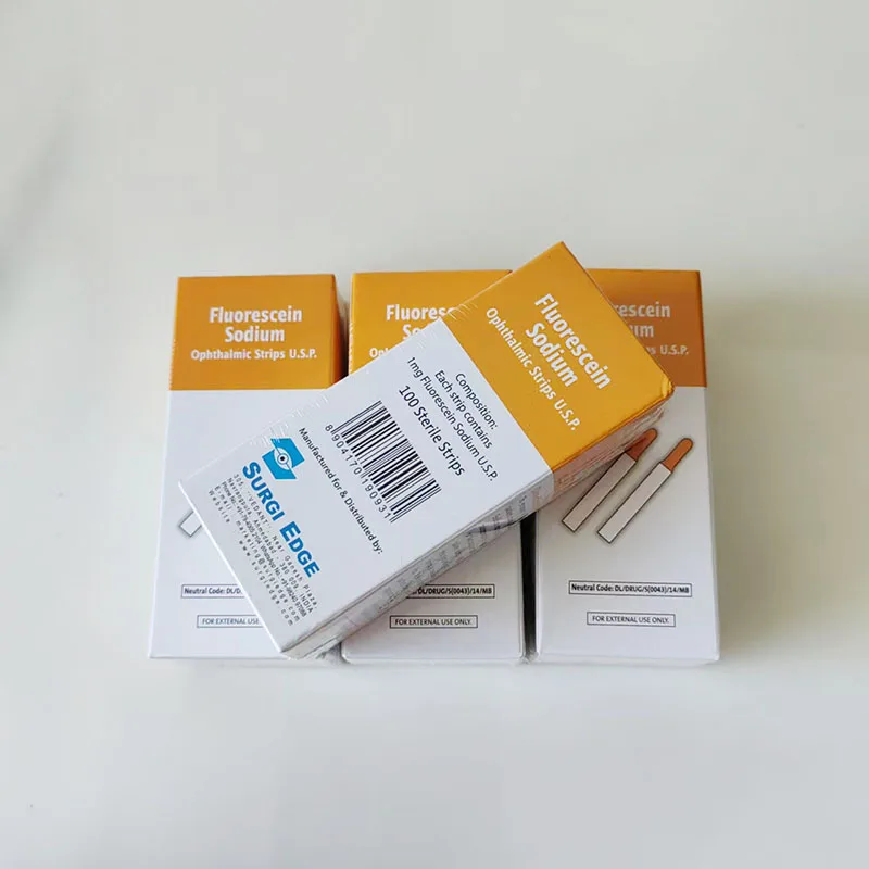 100 Pcs/box India Fluorescein Sodium Eye Test Strip Fluorescent Test Strip Consumables