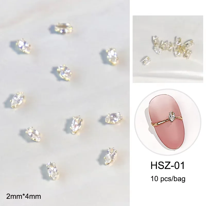 10 Stück 3D-Diamanten mit flacher Rückseite, Dekorationen, Nägel, Strasssteine, goldfarben, klare Pferdeaugen, Wassertropfenform, Kristallschmuck, Nagelkunst, DIY – Detail 8
