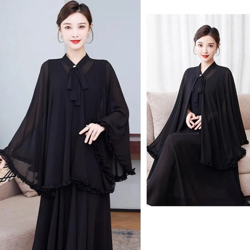 Summer Women Princess Chiffon Cloak Sunscreen UV Proof Chiffon Cardigan Sunshade Lady Shawl Poncho Cycling Driving Beach Cape