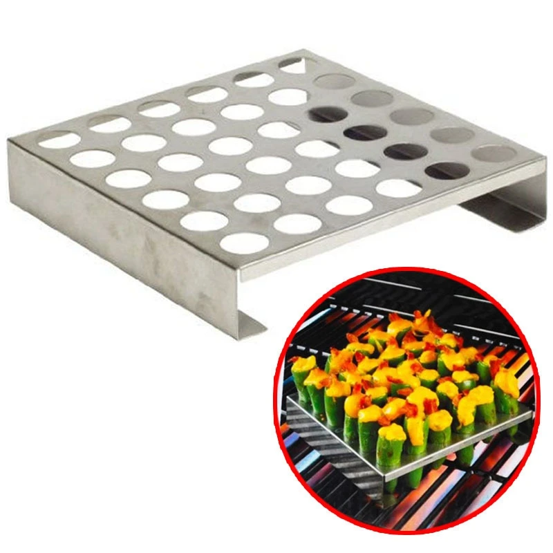 

HOT SALE Chili Pepper Grill Rack 36 Holes Stainless Pepper Rack For Roasting Chili Or Chicken Legs Wings Roasting On BBQ Smoker