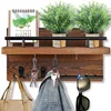Wooden Wall  with Shelf Home Key Decor for Entryway Hallway Key Holder with 5 Hooks Mail Organizer 2