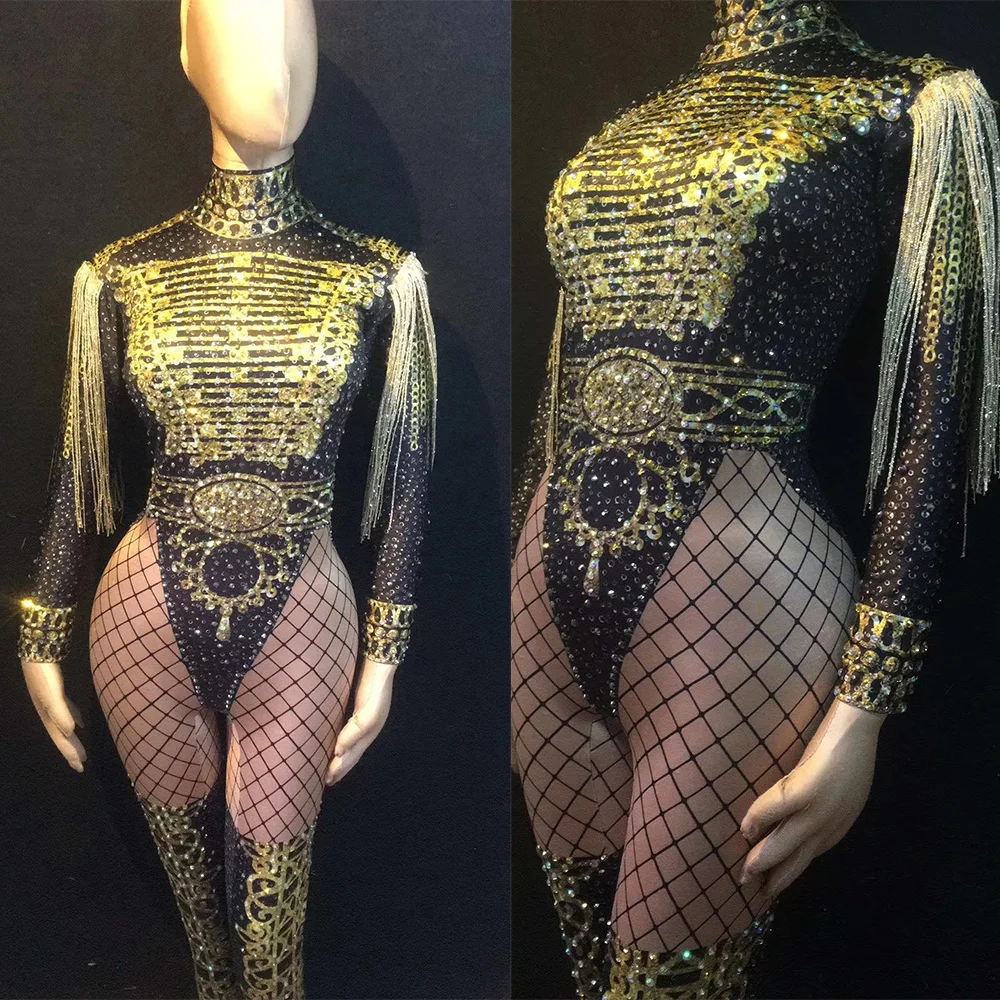 Combinaison De Scène Pailletée – Justaucorps Strass Pour Club, Rave, Drag Queen – Neuf