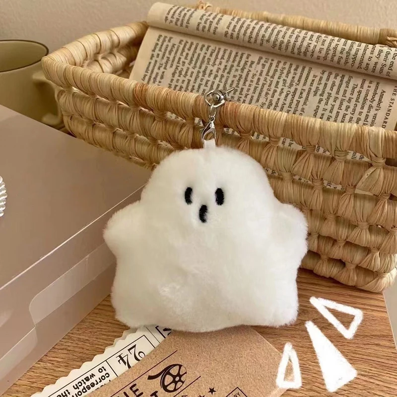 Funny White Ghost Keychain Cartoon Cute Plush Doll Pendant Keyring Bag Hanging Accessories For Children Kawaii Gift 5
