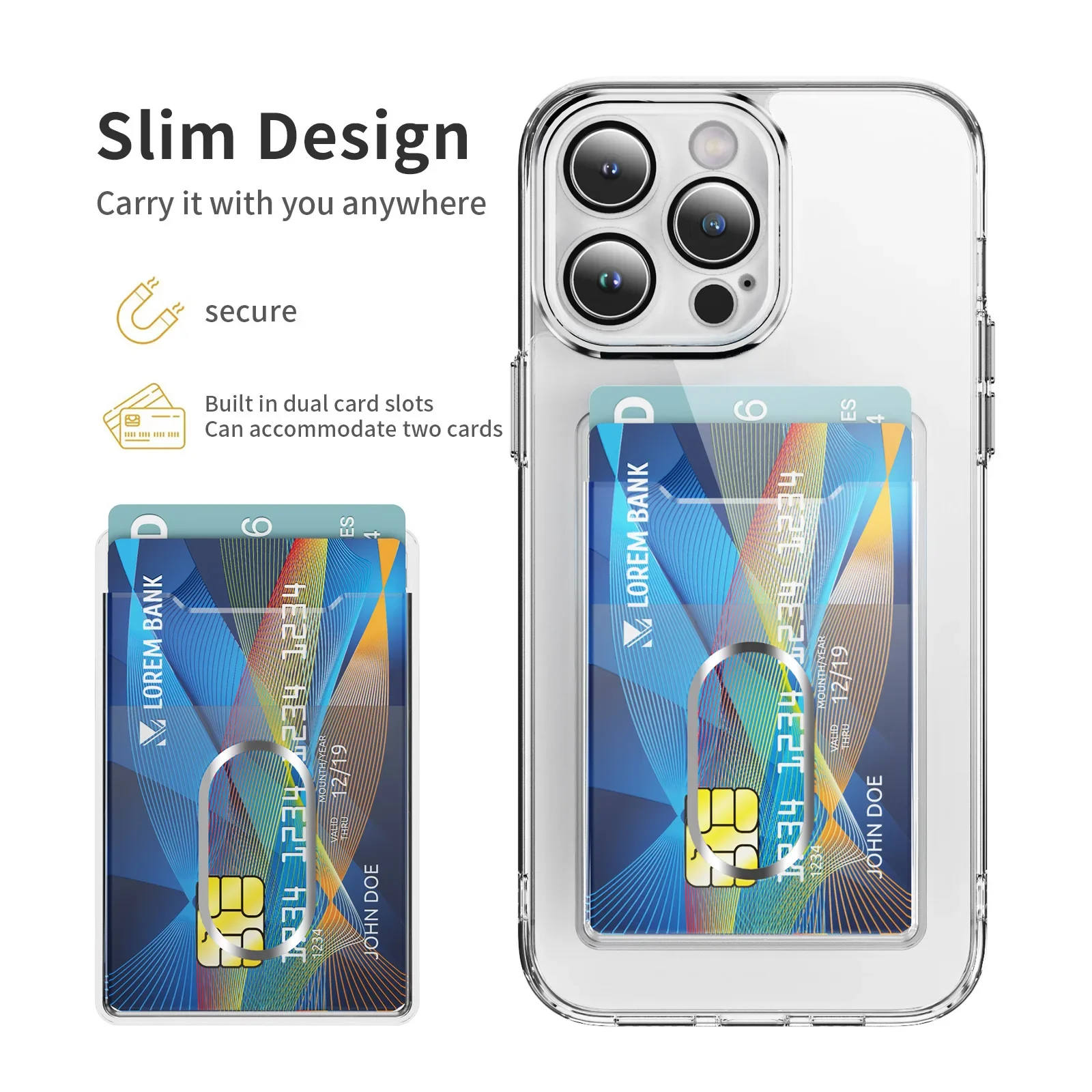 Plastic Magnetic Card Holder for Magsafe Magnet Wallet Socket Cards Slot Portable Card Case for IPhone 16 Pro Max Samsung S25