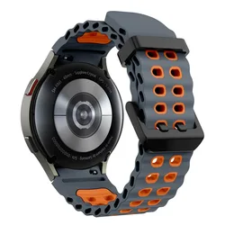 Breathable Sports Silicone Strap - Replacement Wristband - Galaxy 4 Classic (Space gray orange)