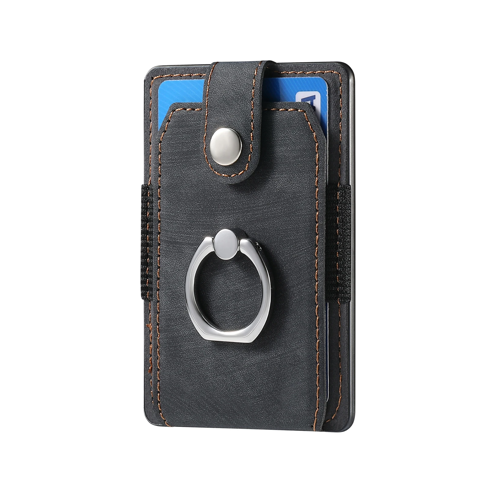 Adhesive Ring Buckle Phone Stand with Card Holder and Desktop Support, Multifunctional and Portable