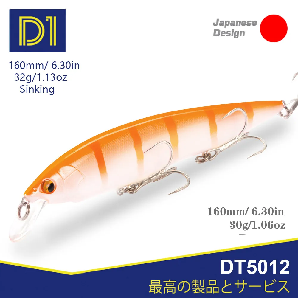 

D1 Sinking Minnow Fishing Lures 160mm/28g jerkbait Artificial Hard Wobblers Freshwater Bass Pike Fishing Tackle DT5012