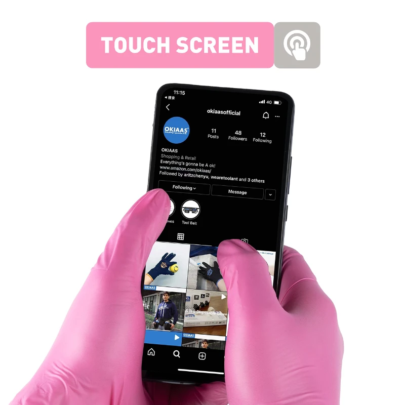 100 Pcs/Box Nitrile Disposable Pink Gloves-Powder Free-Latex Free Household PVC Butcher Gloves Cleaning Food Kitchen Use Gloves