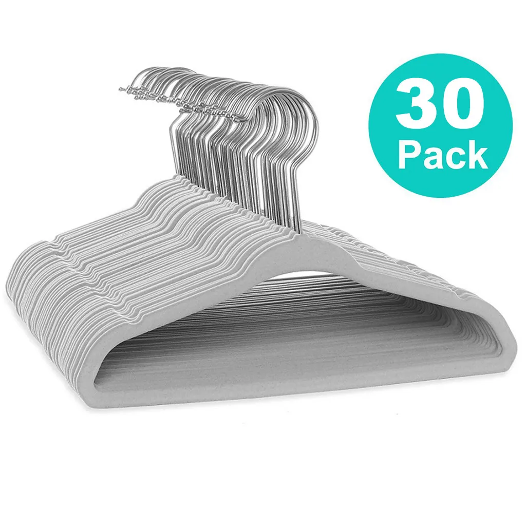 thumbnail image 1 of 10/20/30Pcs Baby Non-Slip Velvet Hangers Space Saving 360 Degree Swivel Hook Flocked Felt Kids Clothes Drying Rack Organizer, 1 of 5