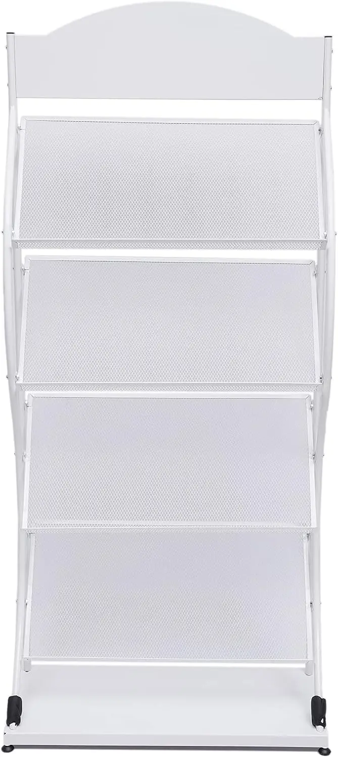 Display Shelf, 4-Floor-Standing Magazine Rack, Information Rack Storage Rack Newspaper Rack Display Rack Manual Book Rack