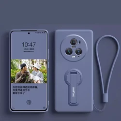 Coque de téléphone en silicone souple de luxe avec support et lanière
