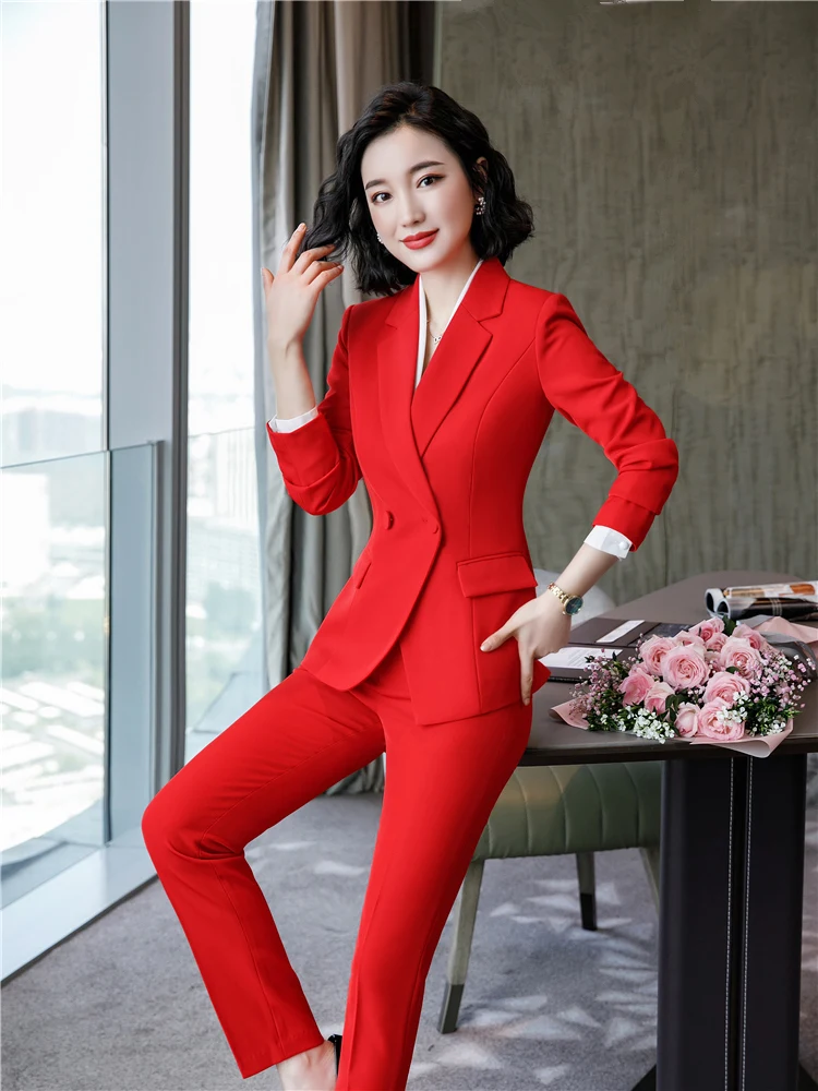 elegantes para mujer, chaqueta y pantalones, traje Formal de 2 piezas, trajes de negocios para oficina, 2022 - AliExpress