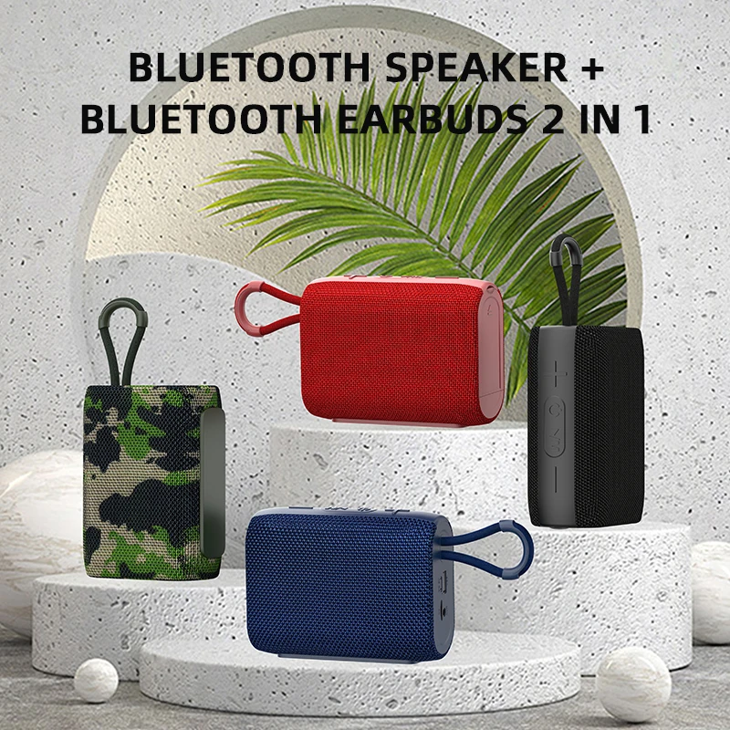 2 In 1 Bluetooth speaker & TWS earbuds Rockmia quality EBS-036 fabric mesh with handle