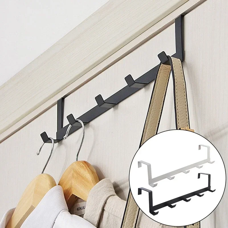 Coat Hook Rack Over Door 5 Hooks Home Organizer Metal Hanging Rack Cloth Coat Hat Hanger Bathroom Kitchen Accessories 1Pcs clothes rack clothes hook