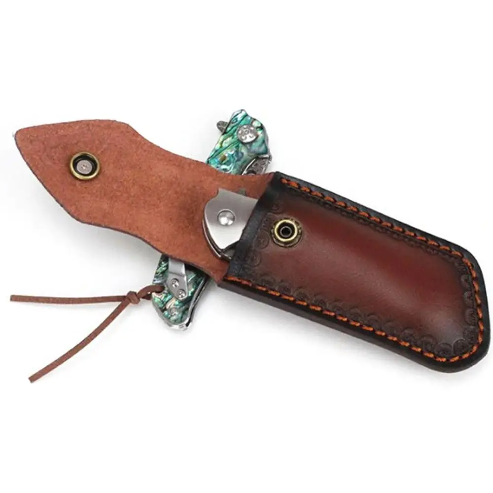 Pocket Hunt Leather Sheath Holder Fold Knife Tool Flashlight Case Camp Outdoor Carry Belt Loop Case