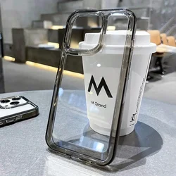 Premium Transparent Shockproof Silicone Armor Case - Clear Protection Cover for iPhone 16 Plus (Black)