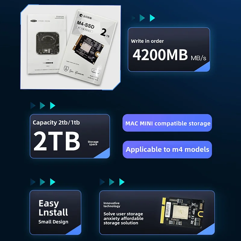 M4 Mac Mini SSD 2TB 1TB Internal Solid State Hard Disk M4 SSD Drive For MAC MINI Capacity Upgrade Toshiba/SanDisk Mac Mini SSD
