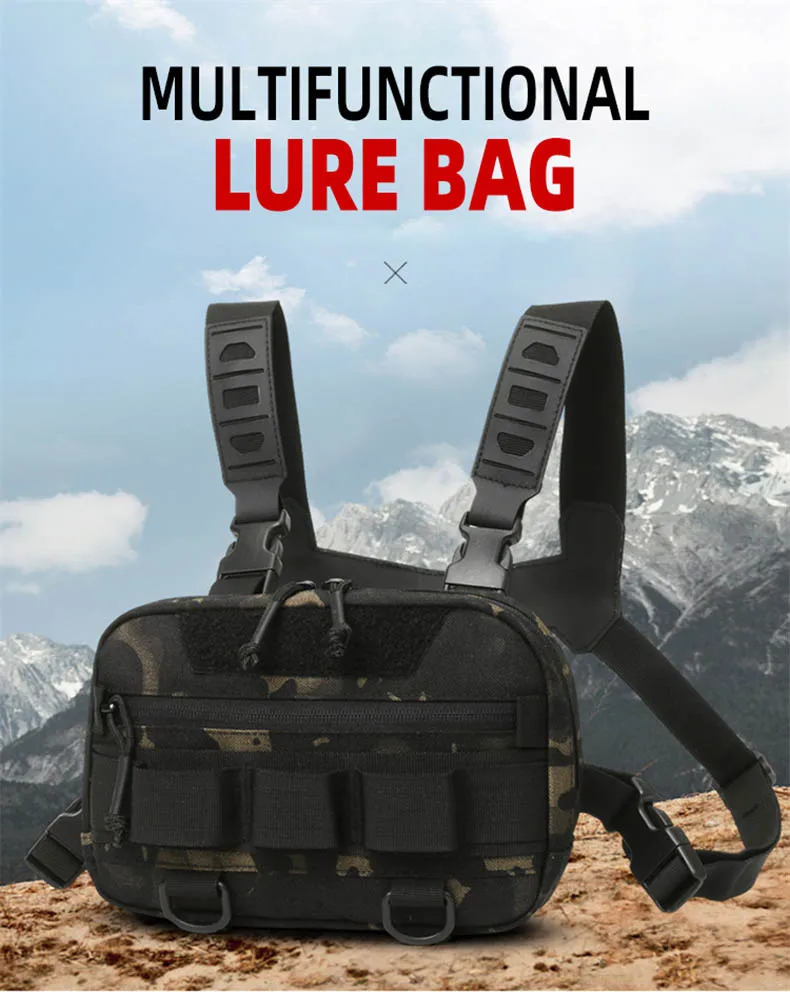 Description Picture 3 of itemTactical Chest Bag Backpack EDC Front Rig Pouch Vest Outdoor Camping Cycling Hiking Hunting Climbing Fishing Lure Fanny Pack