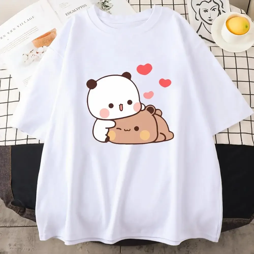 

Anime cartoon Panda Boo Boo and dudu Kawaii graphic print fashion casual street Harajuku men's and women's universal T-shirt