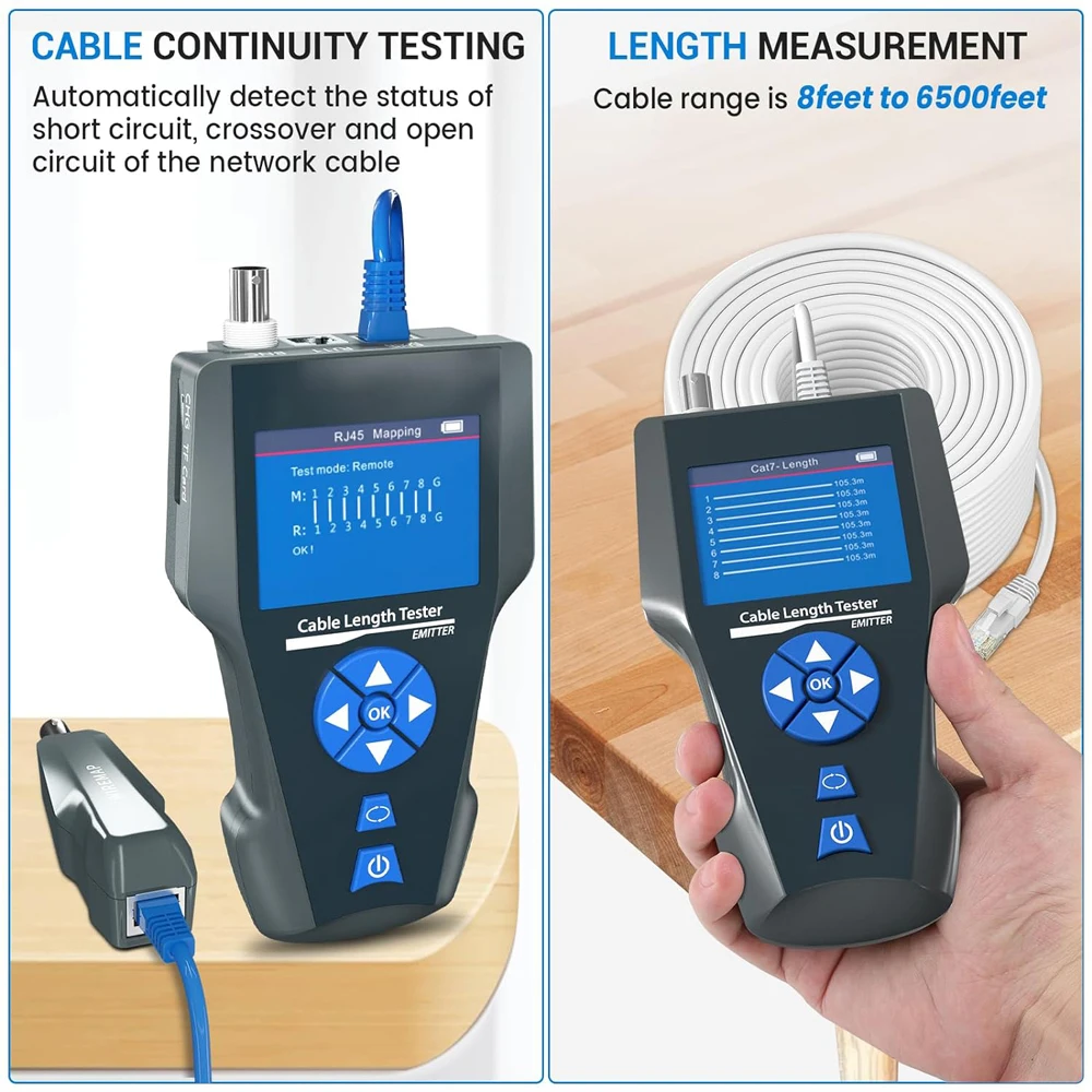 NOYAFA NF-8601S Multifunctional RJ45 CAT6 Network Cable Tester Cable Tracker PoE/PING/Port LCD Display Measure Length Wiremap 3