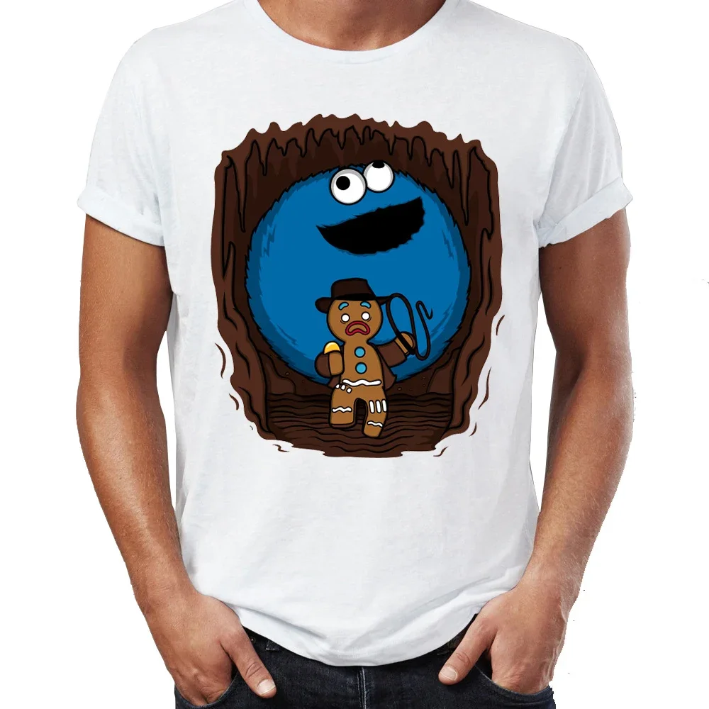 Tees Tops Youth Harajuku New Men'S T-Shirt Indiana Jones Divertente Crossover Con Cookie Movie Tshirt Tshirt Tshirt Anime