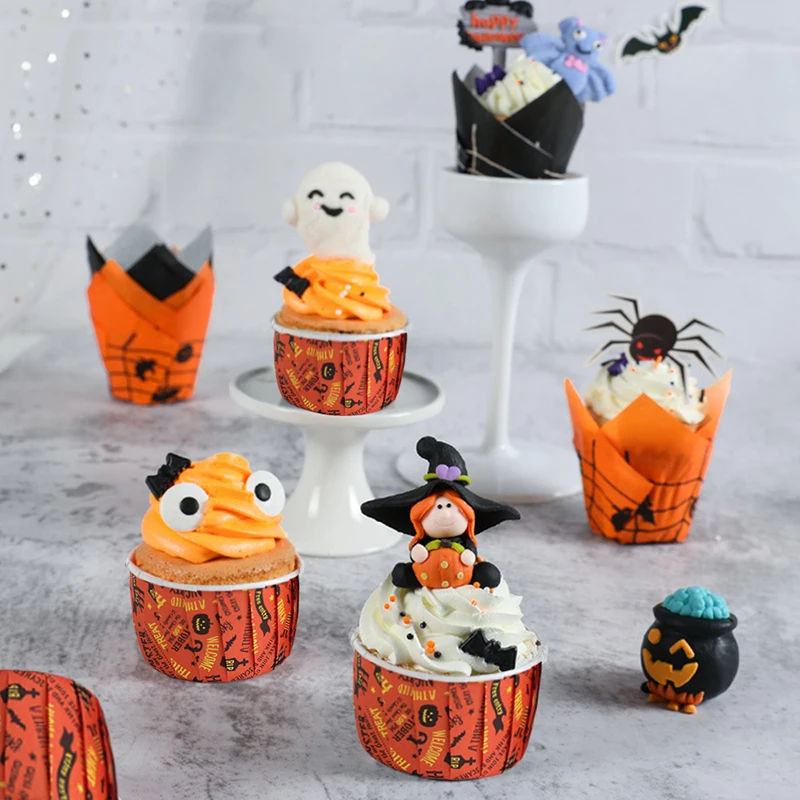 50pcs Halloween Colored Cupcake Liners Halloween Cupcake Cases Holiday