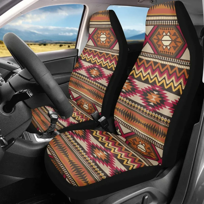 

INSTANTARTS Fashion Tribal Pattern Running Horse Print Design Durable Car Protector Front Seat Covers Heavy-Duty Accessories