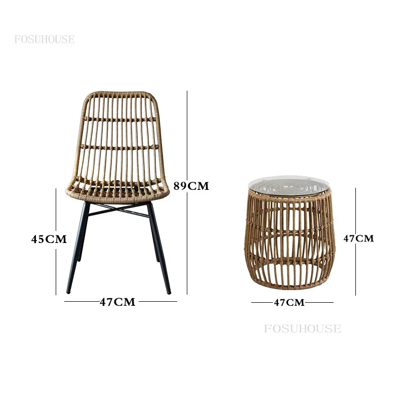 Nordic Rattan Outdoor Chairs Minimalist Modern Wrought Iron Leisure Garden Chair Backrest Balcony Beach Chair Outdoor Furniture portable camping chair
