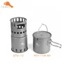 TOAKS Titanium Combo Set POT-1100-BH & STV-11 Camping Equipment 1100ml Pot with Bail Handle and Wood Stove Portable Burner 1