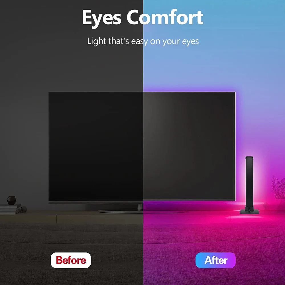 LED Light Bar Smart LED Light Bars RGB 16 Colour TV Backlights Remote Music Sync Gaming Lights Rhythm Ambient Pickup Lamp Mood Lighting