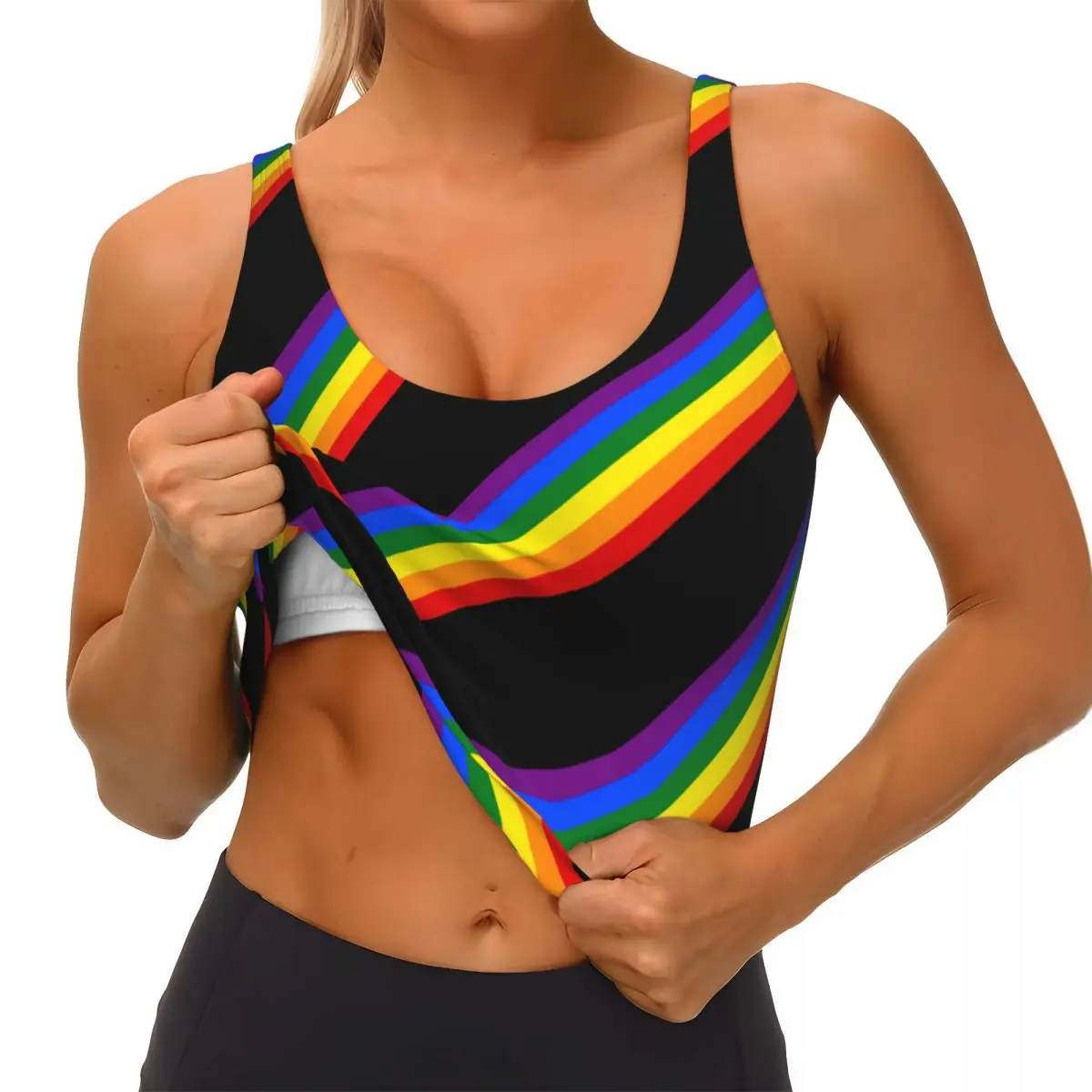 Love Wins Gay Pride Workout Crop Tank Tops Women Seamless Rainbow LGBT GLBT Running Yoga Sports Bras