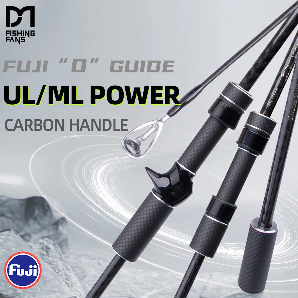 Canne spinning ultralégère Fishingfans carbone avec poignée carbone et guides FUJI O Guide pour pêche casting