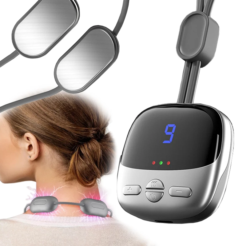 Masaj cervical inteligent pentru gât, compresă fierbinte, mini masaj pentru coloana vertebrală, portabil EMS TENS, masaj pentru spate și coapsă, pentru durere_voghion.com