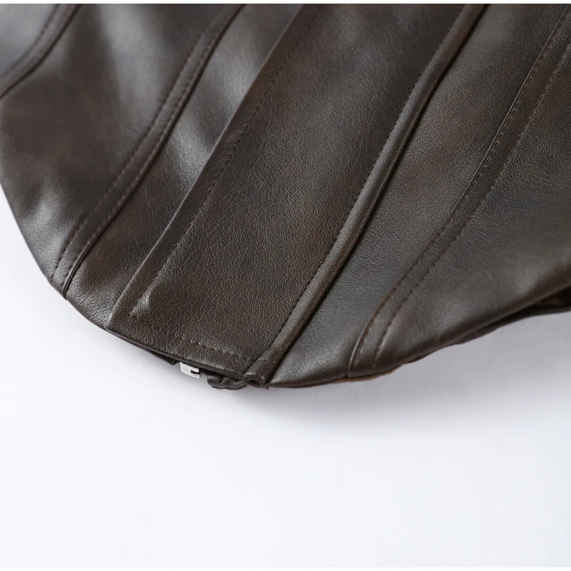 2026 Spring Women's Cropped PU Leather Jacket Stand Collar Long Sleeve Zipper Jackets Fashion Lady Retro Moto Biker Coat Outwear