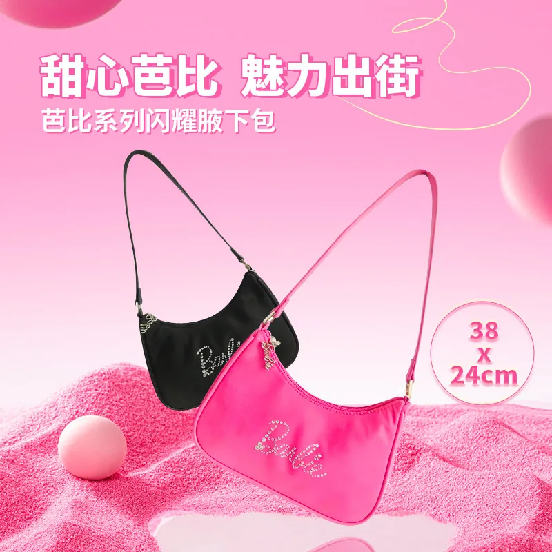 

Мультяшная сумка Miniso для Барби, милый органайзер для хранения Ins и девочки в форме сердца, сумка для хранения макияжа, сумка на плечо для подмышек, праздничные подарки