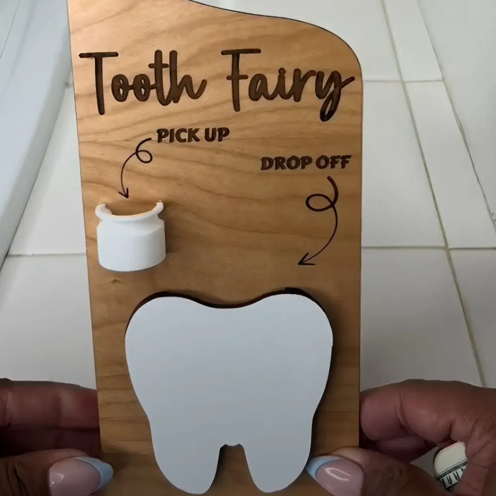 Wooden Tooth Door Hanger Decorative Encourages Tooth Care Tooth Keepsake Container Tooth Mouse Lightweight Door Hanging Decor