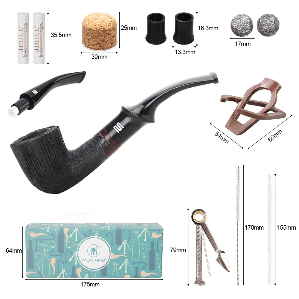 Small Portable Briarwood Pipe With Spare Smoking Tip Cleaning Kit For 9mm smoking filter