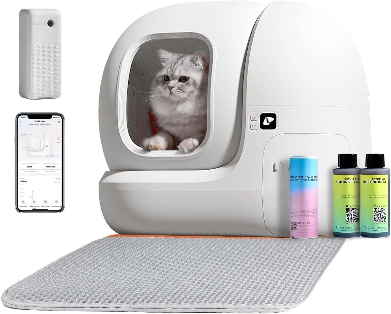 

PETKIT Self Cleaning Cat Litter Box, PuraMax Cat Litter Box for Multiple Cats, App Control/xSecure/Odor Removal Automatic