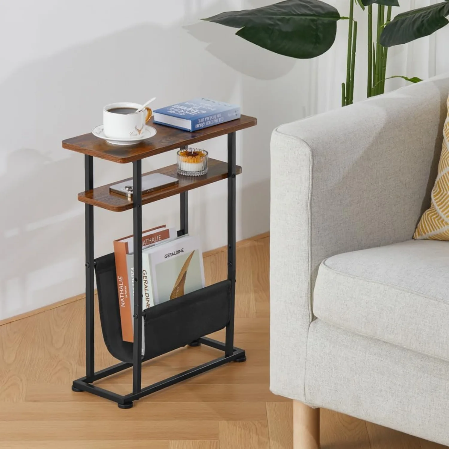 End Table , Narrow End Table Living Room Couch Side Table,Skinny Bedside Table Nightstand Bedroom Thin Side Table 6